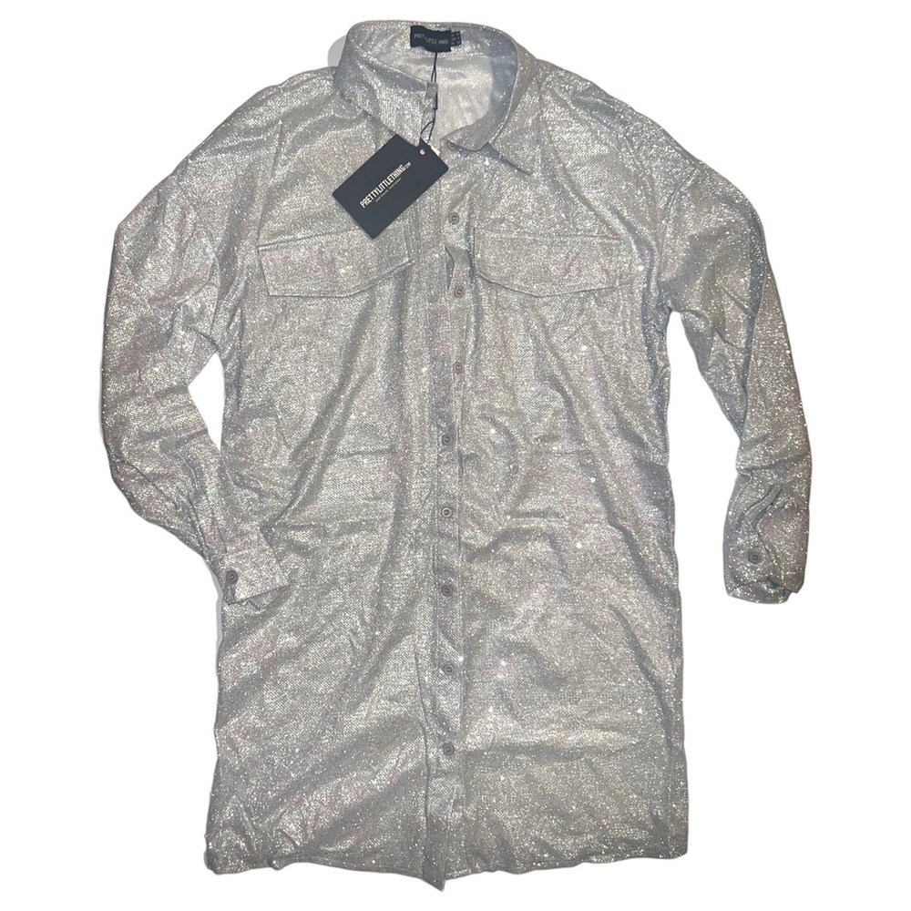 PrettyLittle Thing Glitter Dress Shirt